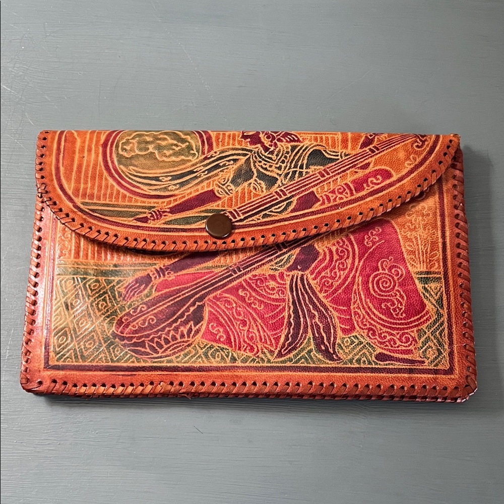 Leather Handtooled Indian Wallet